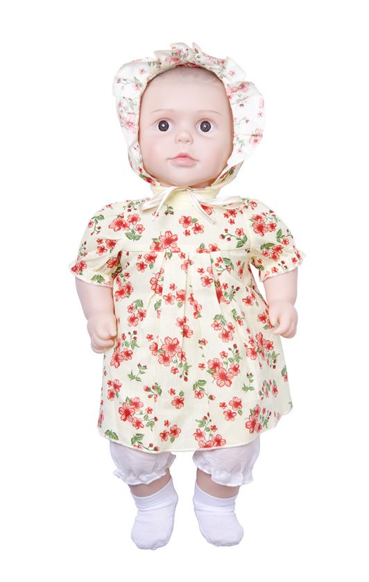 Кукла Сан Бэби Д003П - Девочка платье х/б желтое в цветочек в пакете