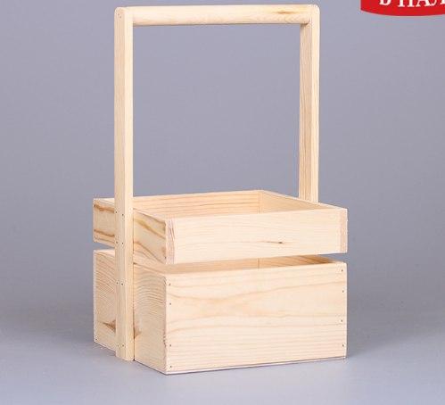 Средний деревянный реечный ящик 200*200*150