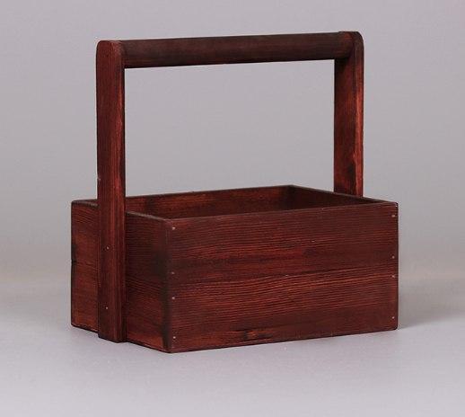 Малый деревянный сплошной ящик с брашировкой тонированный 200*150*100