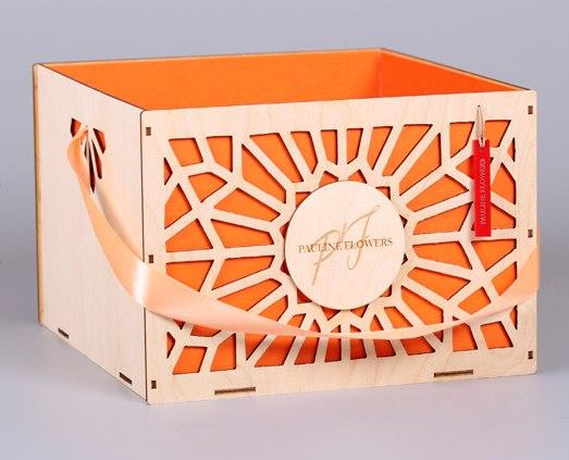 Коробка для цветов из фанеры Мадера, рисунок Солнечный