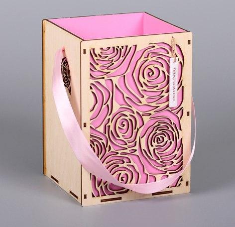 Коробка для цветов из фанеры Мадера, рисунок Розы