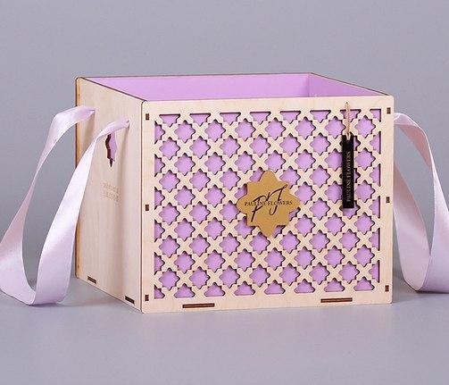 Коробка для цветов из фанеры Мадера, рисунок Ретро
