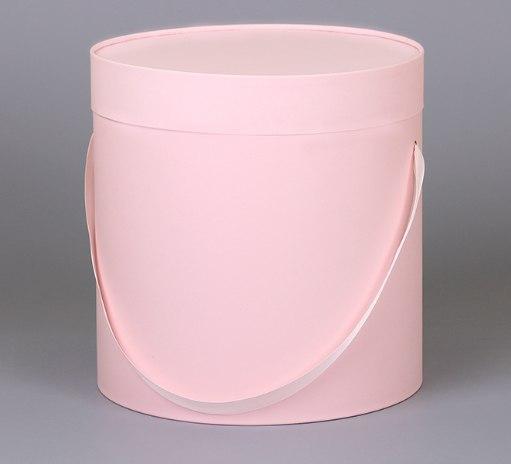 Розовая круглая коробка с завальцовкой 300*300