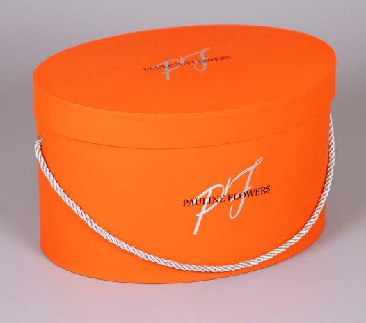 Оранжевая овальная коробка для цветов 350*260*200