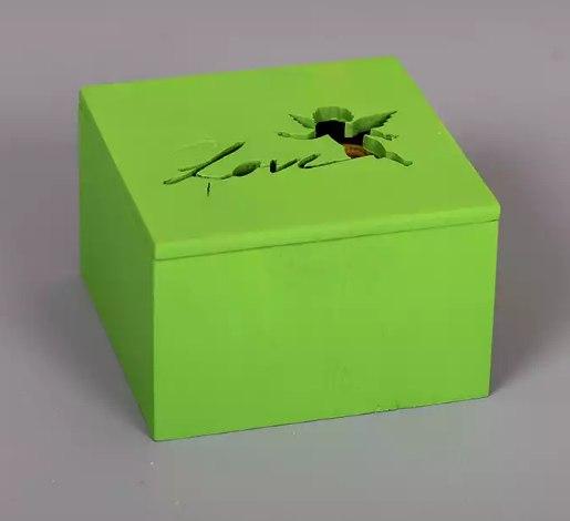 Зеленая коробка из фанеры для слабостей 110*110*70