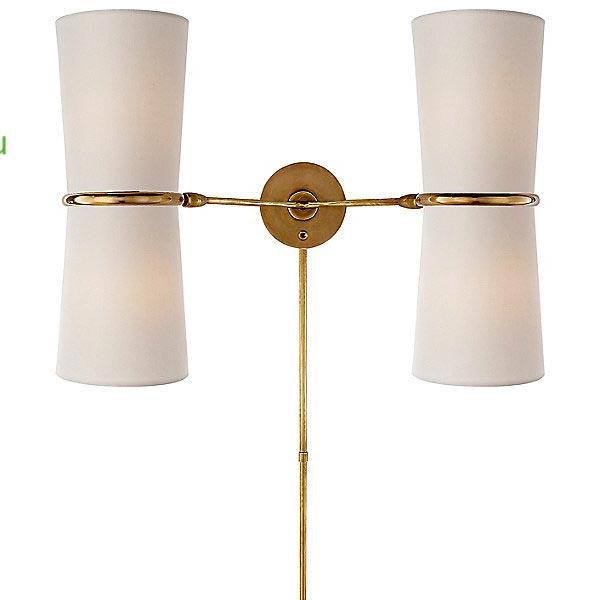 Clarkson Double Wall Sconce (Hand-Rubbed Brass)-OPEN BOX Visual Comfort OB-ARN 2003HAB-L, опенбокс