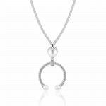 S925 Sterling Silver Crescent Pearl Pendant Necklace