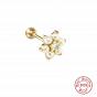 S925 sterling silver flower pearl earrings studs with diamond