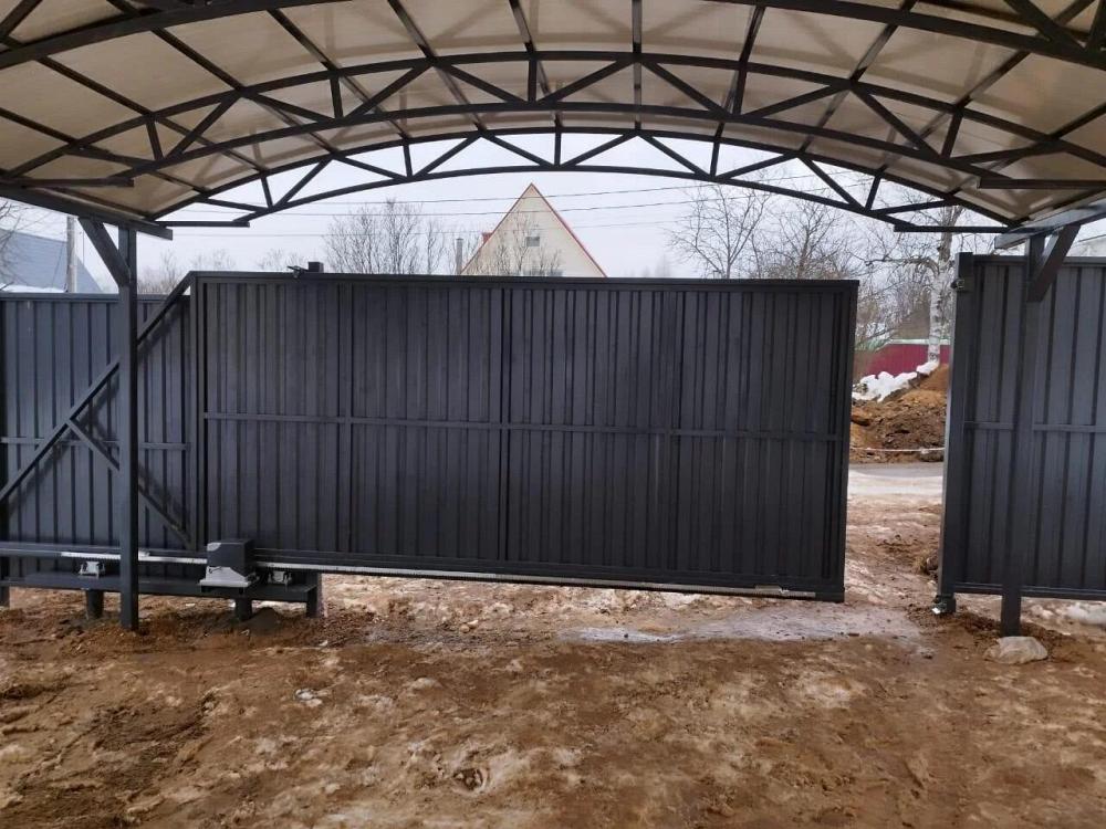 Откатные ворота на винтовых сваях Откатные ворота на винтовых сваях