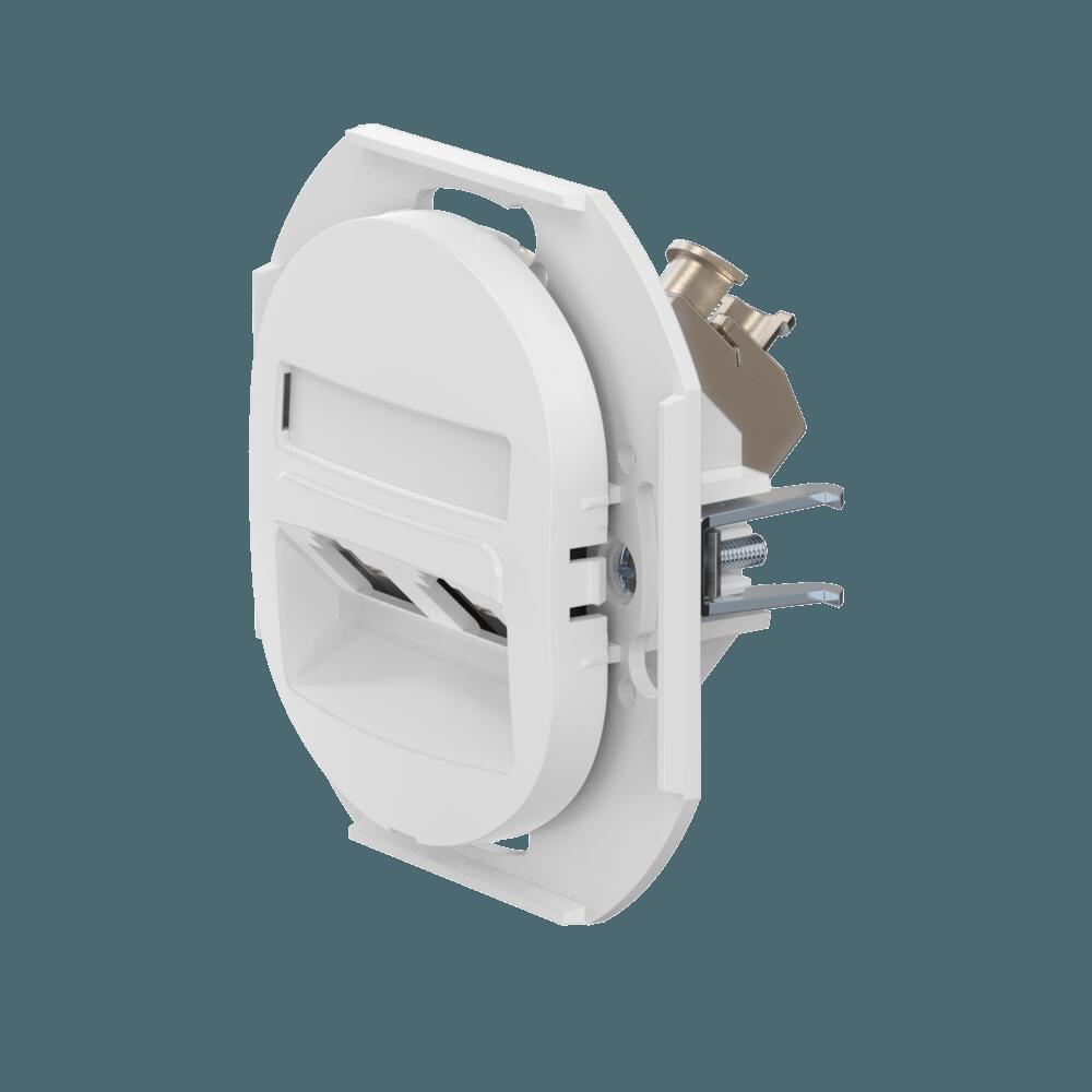 Встраиваемая двойная компьютерная розетка CADUCEUS ALING EON с модулями Keystone RJ45 8P8C cat.5e FT Встраиваемая двойная компьютерная розетка CADUCEUS ALING EON с модулями Keystone RJ45 8P8C cat.5e FT