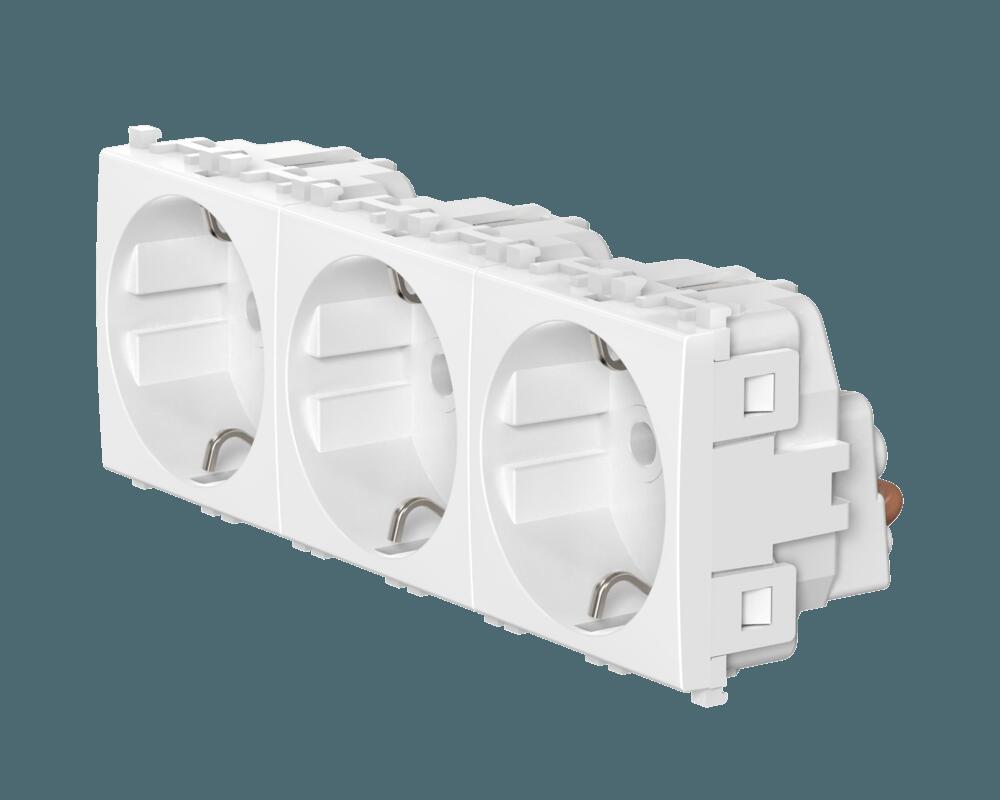 Розетка CADUCEUS ALING EXPERIENCE электрическая, трехместная, модульная, для скрытой проводки, механ Розетка CADUCEUS ALING EXPERIENCE электрическая, трехместная, модульная, для скрытой проводки, механ