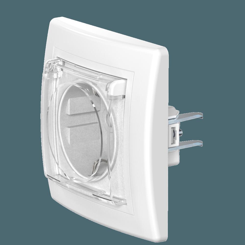 Встраиваемая розетка CADUCEUS ALING PRESTIGE с заземлением, без шторок, с крышкой, с пластиковым осн