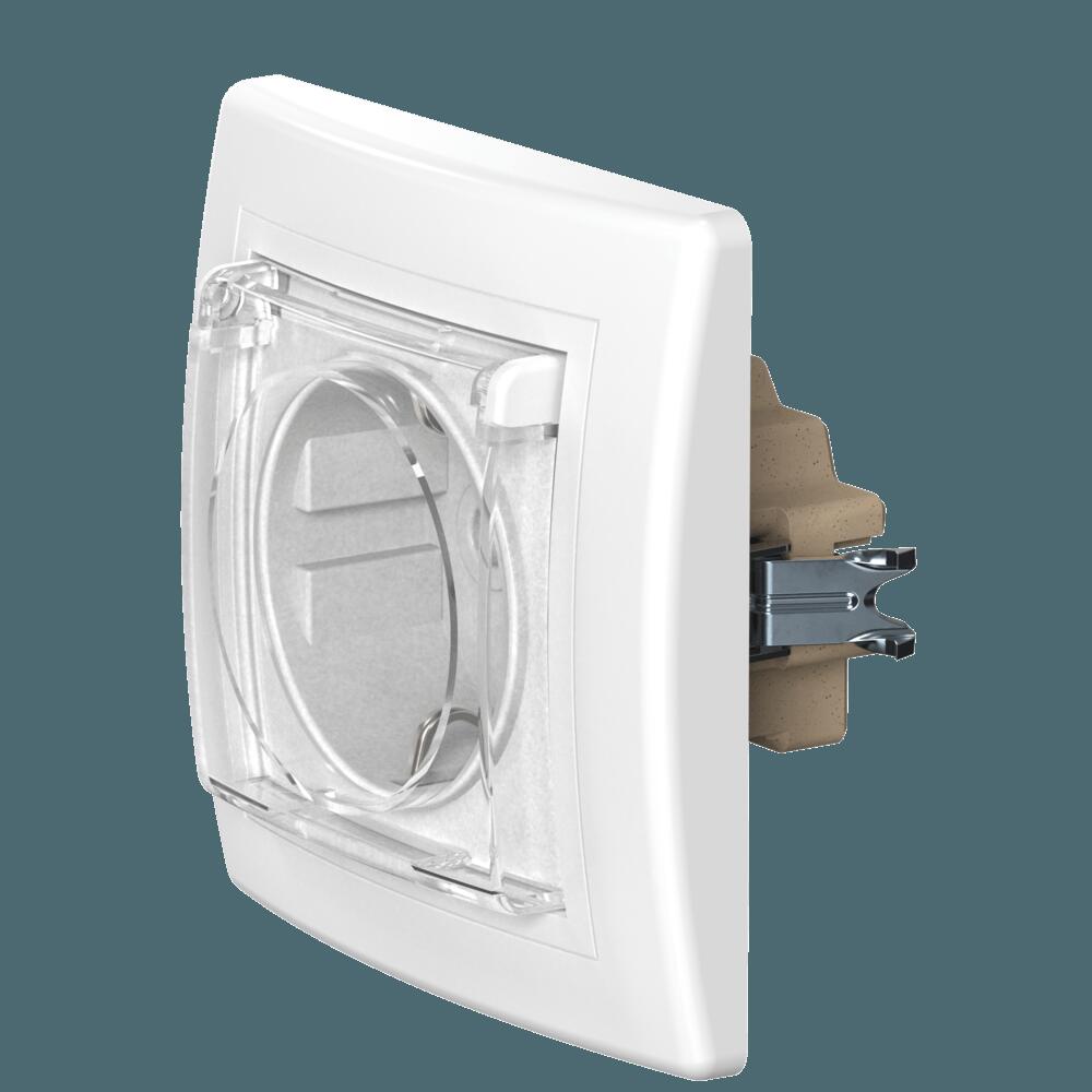 Розетка скрытой установки CADUCEUS ALING PRESTIGE, с заземлением, без шторок, с крышкой, с керамичес Розетка скрытой установки CADUCEUS ALING PRESTIGE, с заземлением, без шторок, с крышкой, с керамичес