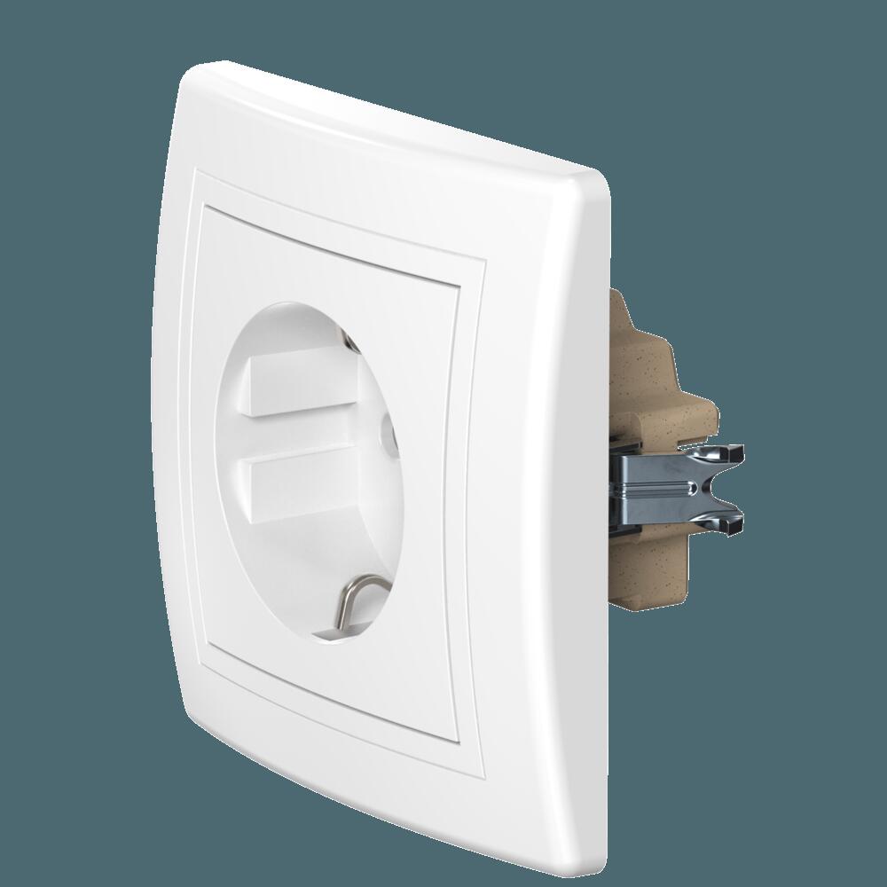 Розетка скрытой установки CADUCEUS ALING PRESTIGE, с заземлением, со шторками, с керамическим основа