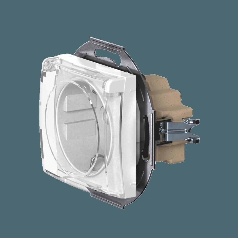 Розетка скрытой установки CADUCEUS ALING PRESTIGE, с заземлением, без шторок, с крышкой, с керамичес