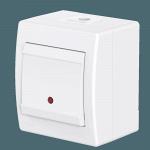 Выключатель одноклавишный CADUCEUS ALING POWER для открытой проводки, с индикацией при включении, 16