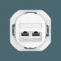 Встраиваемая двойная компьютерная розетка CADUCEUS ALING EON с модулями Keystone RJ45 8P8C cat.6 FTP
