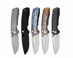 Premium Titanium Alloy Handle 14C28N Steel Blade Button Lock Folding Knife for Wilderness Camping