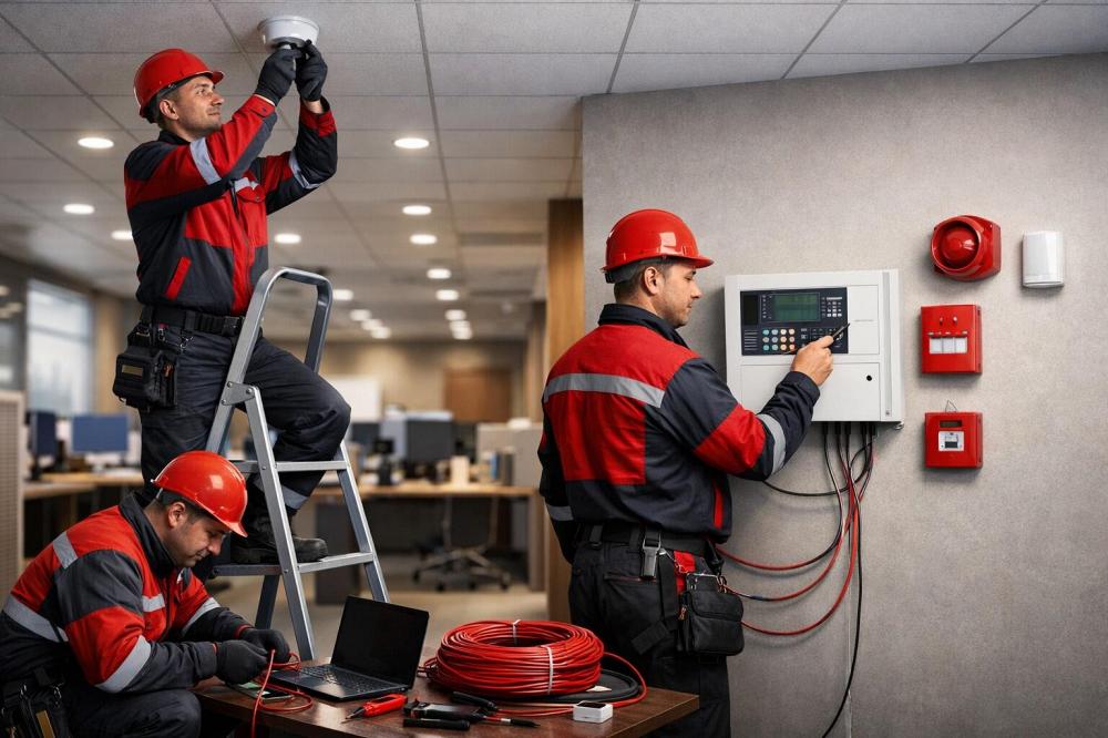 Монтаж системы оповещения о пожаре СОУЭ