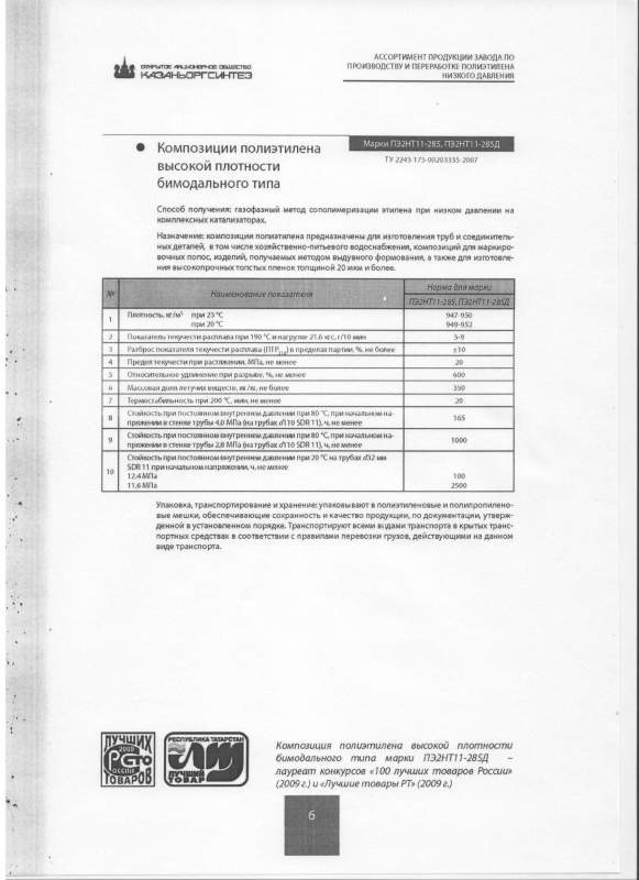 Полиэтилен ПЭНД 2НТ 11-285Д (белый)