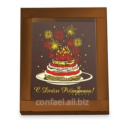 Шоколадная открытка - Торт со свечами! ШКг272.100-мк
