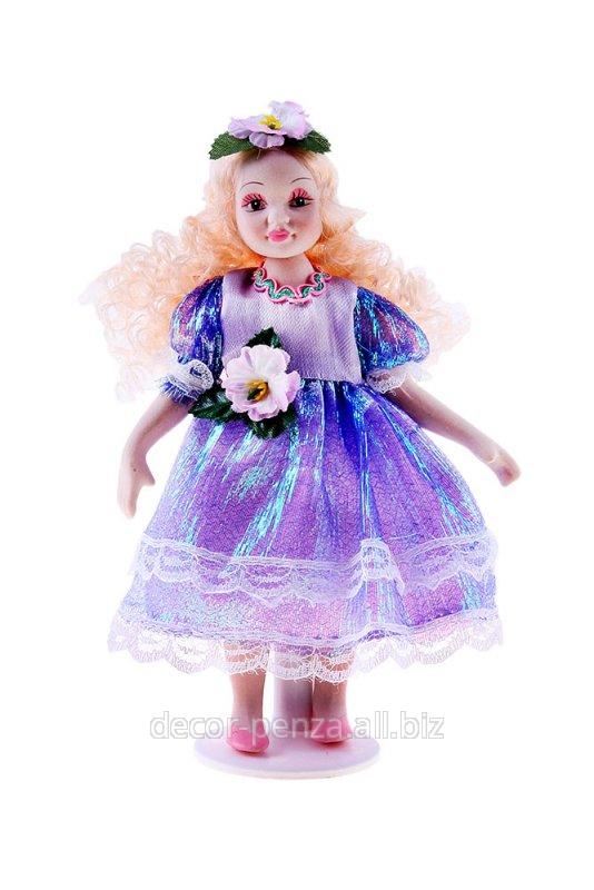 Кукла керамика Валерия с кудряшками в блестящем платье 18 см 695934