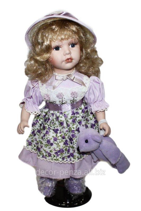 Кукла коллекционная  Лариса с сиреневым мишкой  37 см 763948
