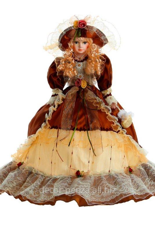 Кукла коллекционная зонтик  Леди Лариса в коричневом платье 60 см 848172