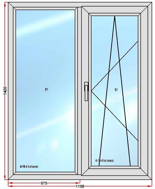 Пластиковое окно 1420х1150