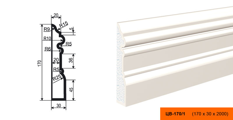 Молдинг цокольный ЦВ-170/1