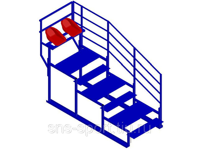 Подъём 4х-ярусный/лестничный проход с перилами + (2 доп. места) с пластиковыми сиденьями