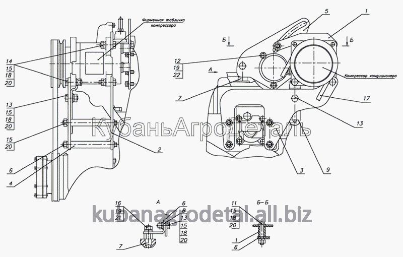 Запчасти для сельхозтехники МТЗ-1021.3 Установка компрессора кондиционера