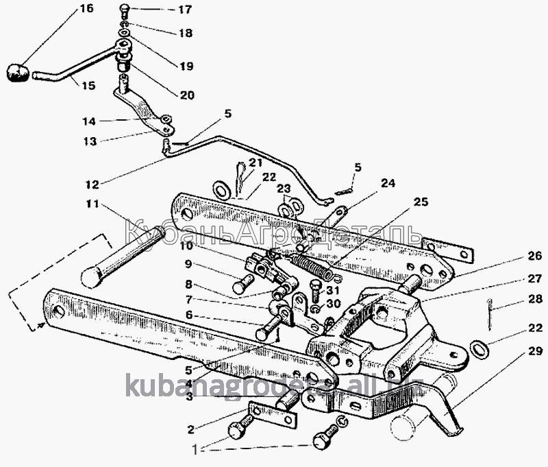 Запчасти для сельхозтехники МТЗ-900 Механизм фиксации навески