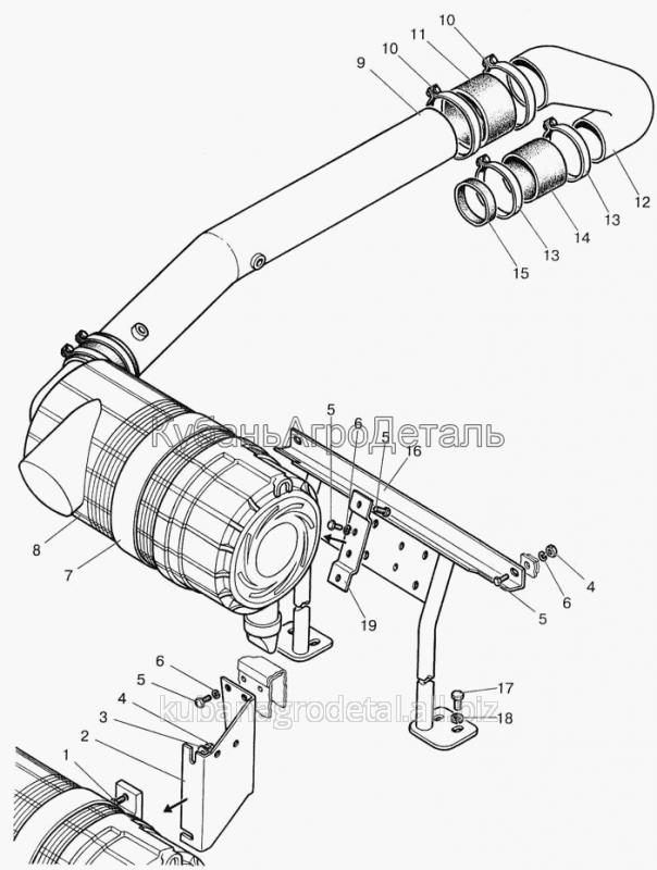 Запчасти для сельхозтехники МТЗ-923 Установка воздухоочистителя
