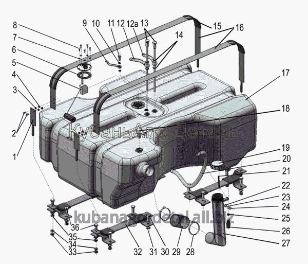 Запчасти для сельхозтехники МТЗ-1021.3 Бак топливный