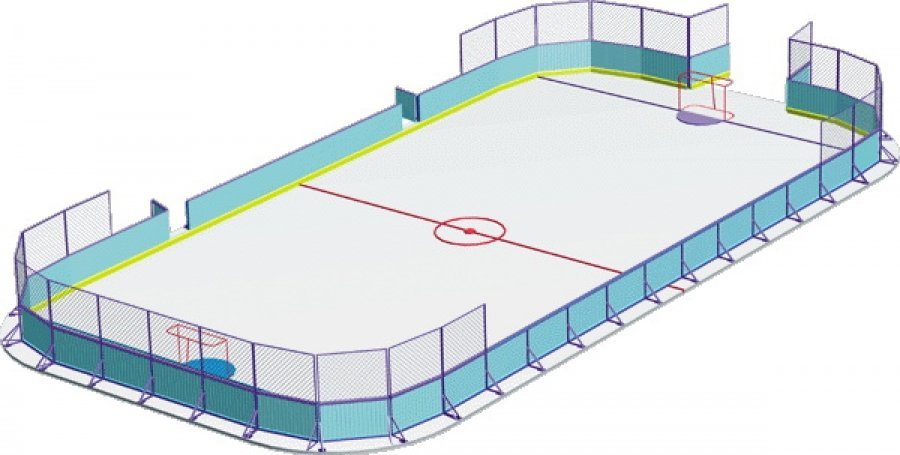 Корт хоккейный 30х15 с радиусом  закругления R= 3,5