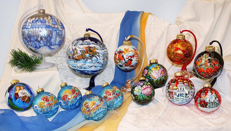 Стеклянные елочные шары — С ручной росписью на заказ