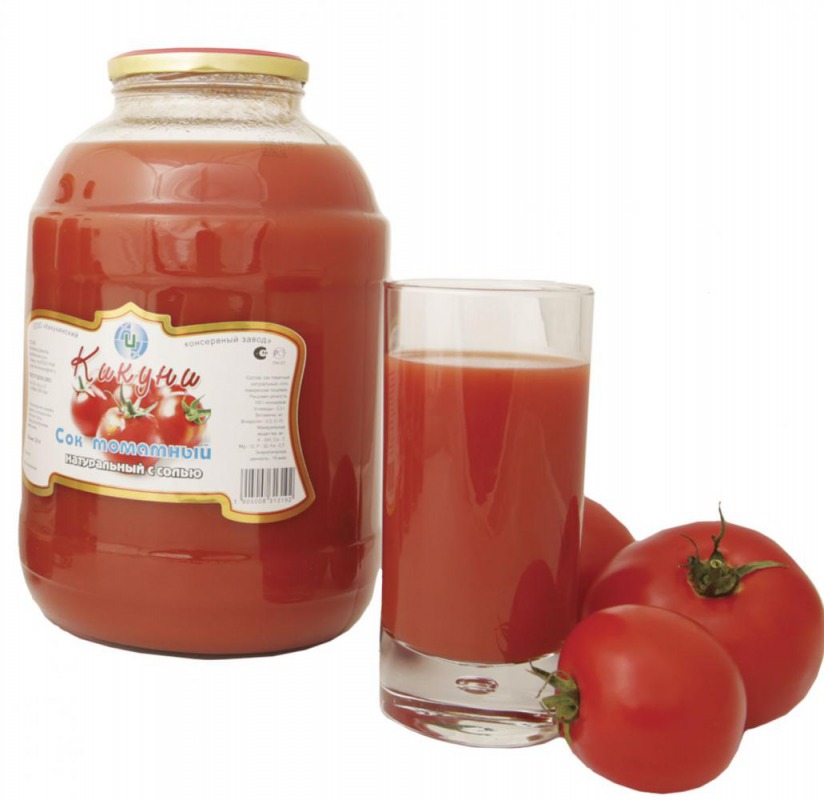 Сок томатный натуральный с солью в стеклянной банке