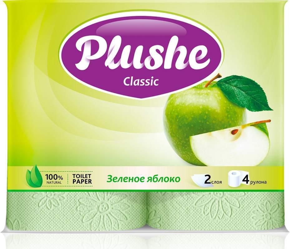 Двуслойная классическая туалетная бумага зеленое яблоко