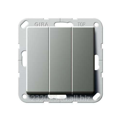 Выключатель Gira с винтовыми клеммами коллекция E22, G284420, трехклавишный, сталь