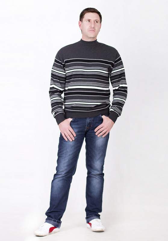 Мужской тонкий пуловер в полоску,  M0002