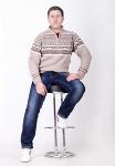 Мужской теплый свитер на короткой молнии, оформленный скандинавскими узорами, M0008