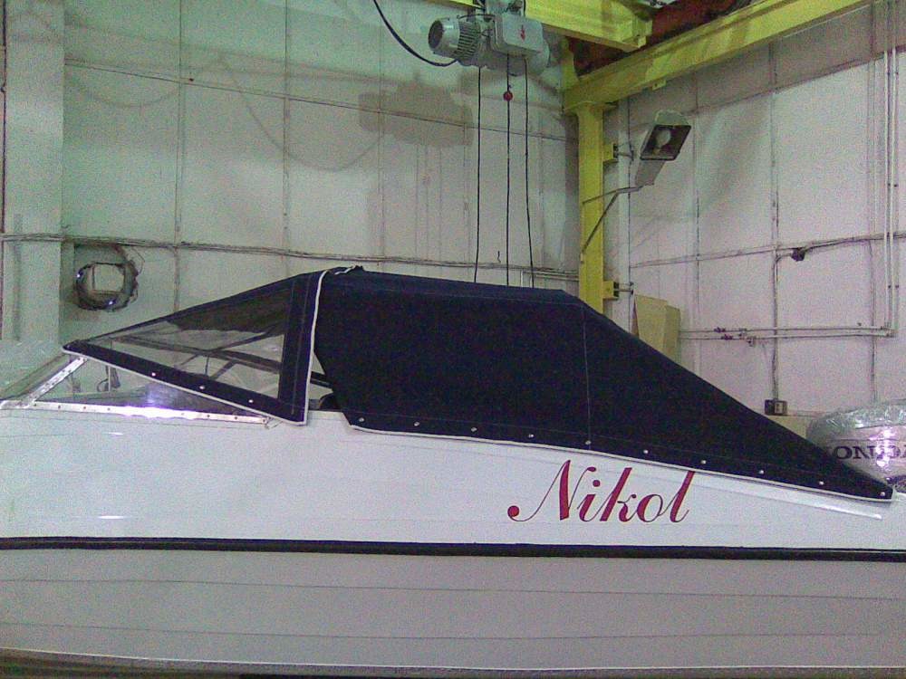 Тент на лодку Николь-Фаворит (двухсекционный, штатные дуги)