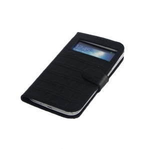 Кожаный чехол для Samsung Galaxy S4 кроко черный