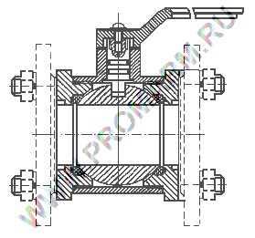 Шаровые краны стяжные между фланцами