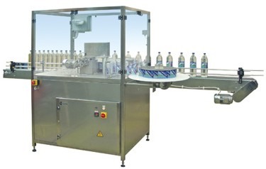 Этикеточная машина автомат для наклеивания полимерных этикеток на стеклянную тару и ПЭТ бутылки