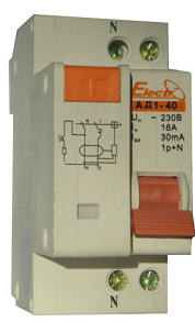 Дифференциальный автоматический выключатель АД 1-40 компактное электромеханическое устройство двухполюсного исполнения, которое несёт в себе функции автоматического выключателя и дифференциального реле (УЗО)