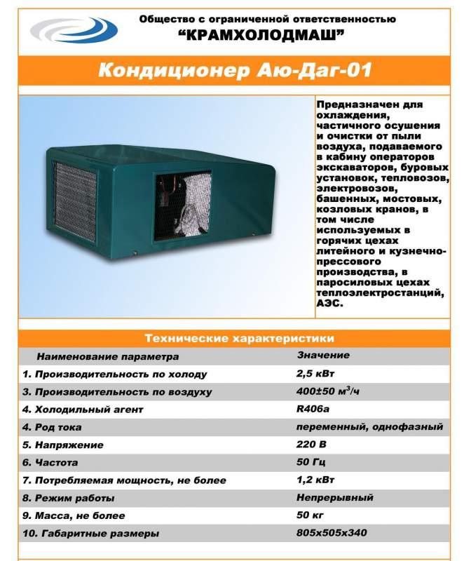 Кондиционеры транспортные, промышленные марки Аю-Даг 01