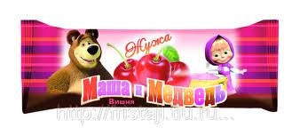 Пряничный батончик вишневый в шоколадной глазури Маша и Медведь