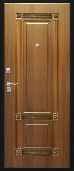 Дверь на заказ с отделкой фрезерной панелью и элементами ковки